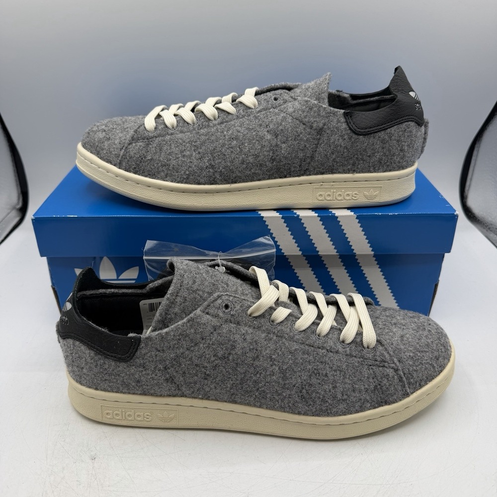 Adidas Stan Smith PC Wool Originals Shoes Mens‎ Sz 8 Grey/Black Sneakers AQ8452